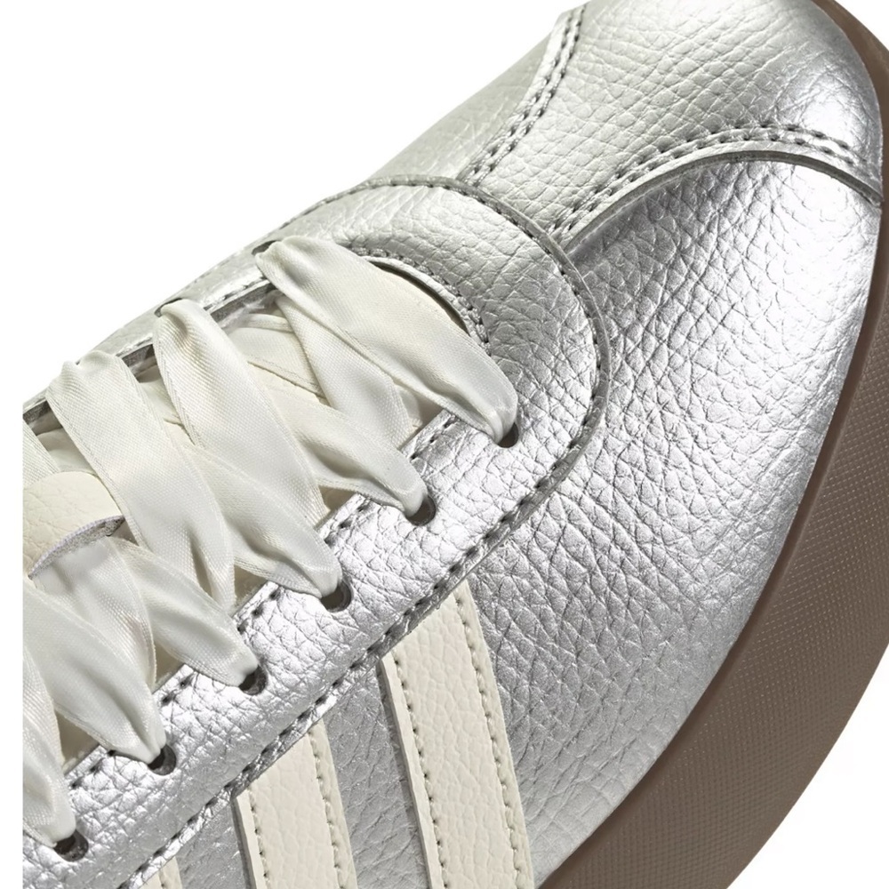 Adidas VL Court 3.0 Women's Shoes - Metallic Silver and White NEW in Box Size 8 - Picture 8 of 14